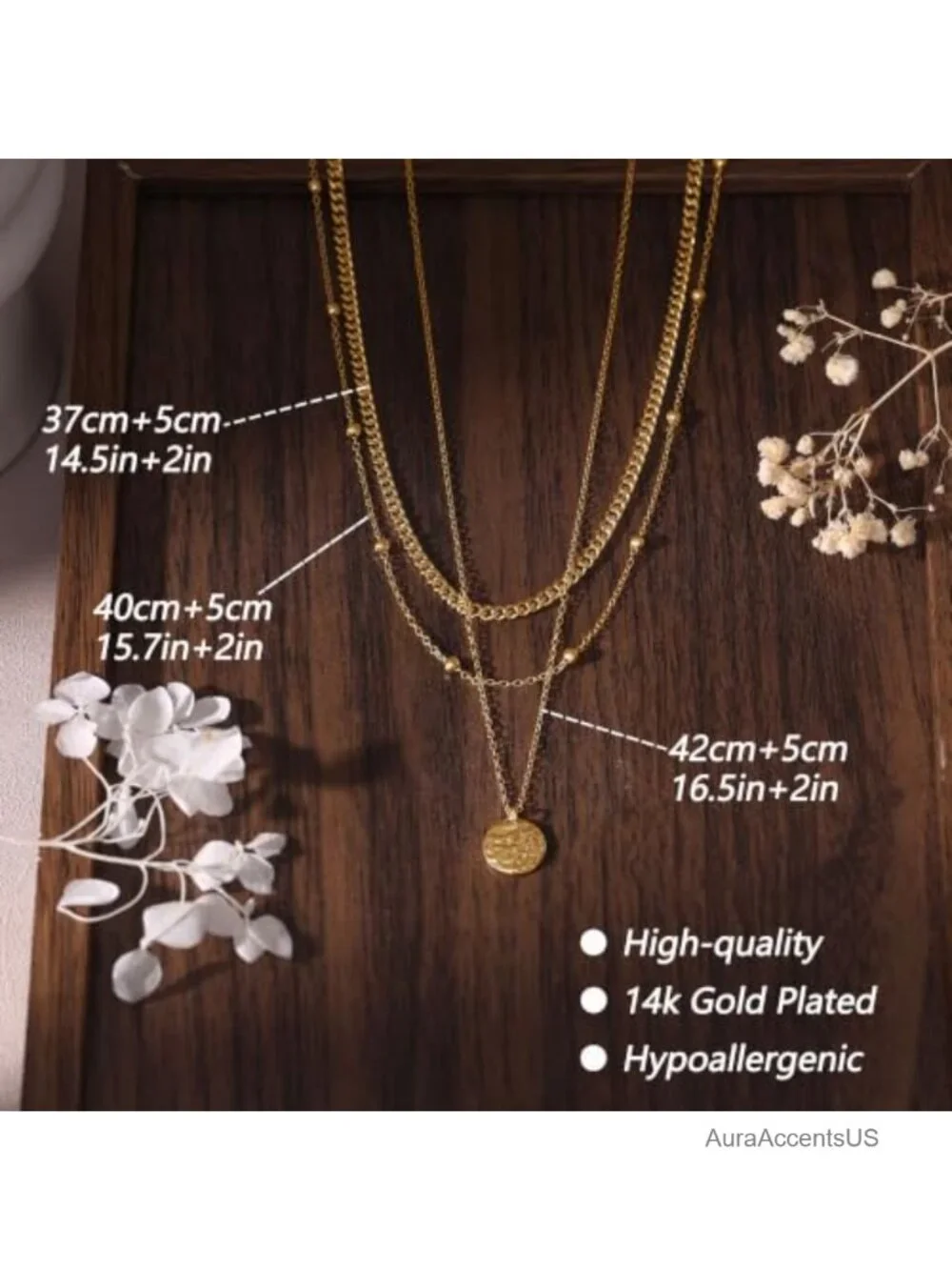 14k Gold Plated Layered Necklace Set for Women Dainty Chain Stack, Waterproof